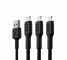 Sarja 3x Kaapeli Lightning 120cm LED Green Cell Ray, pikalatauksella Apple iPhoneen