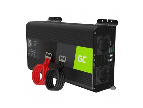 Invertteri Green Cell Pro -invertterijännitteenmuunnin 12V - 230V 1000W / 2000W puhdas siniaalto